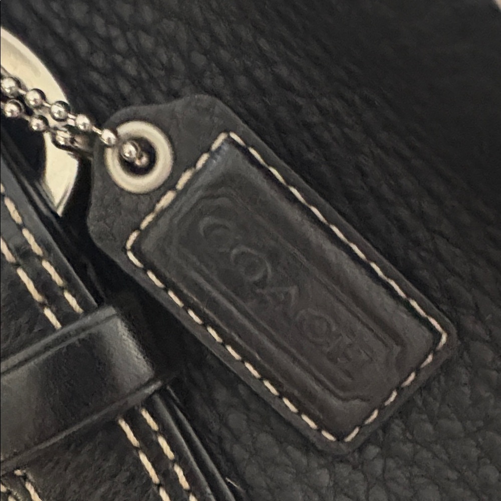 Coach Black Pebbled Chelsea Leather Satchel with Silver Tone  Accents - Picture 3 of 13
